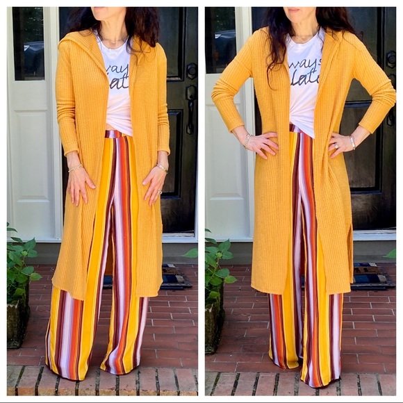 MUSTARD KNIT HOODED CARDIGAN - Picture 6 of 8